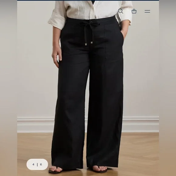 Women's Ralph Lauren Black Label Wide-Leg Linen Pants - Picture 2 of 5